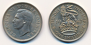 Valør: 1 Shilling - UK - Årstall: 1947