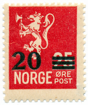 NK156 Løveprovisorier - Rød 20 øre på 25 øre