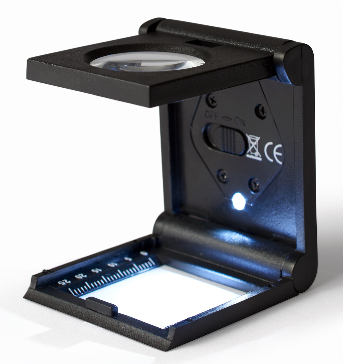 Leuchtturm trådteller med 5x forstørrelse og ledlys