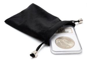 Leuchtturm myntpose i velur 100mm x 140mm